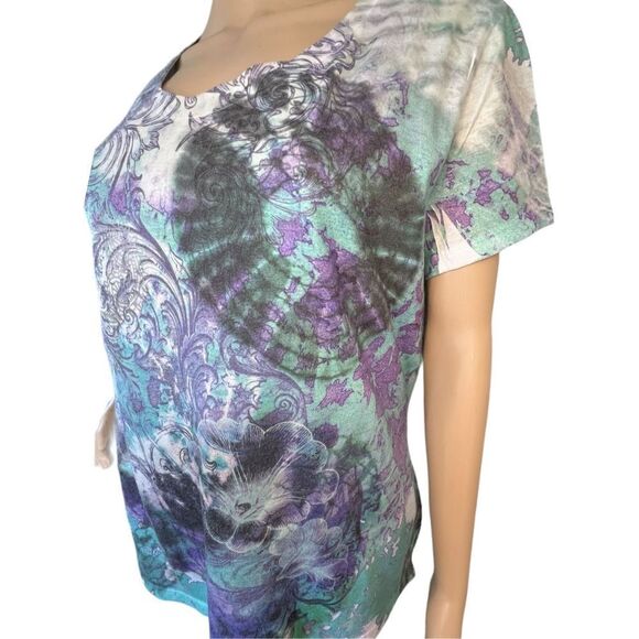 Appropriate Behavior Abstract Floral Tie Die Short Sleeved T-Shirt - Picture 2 of 5
